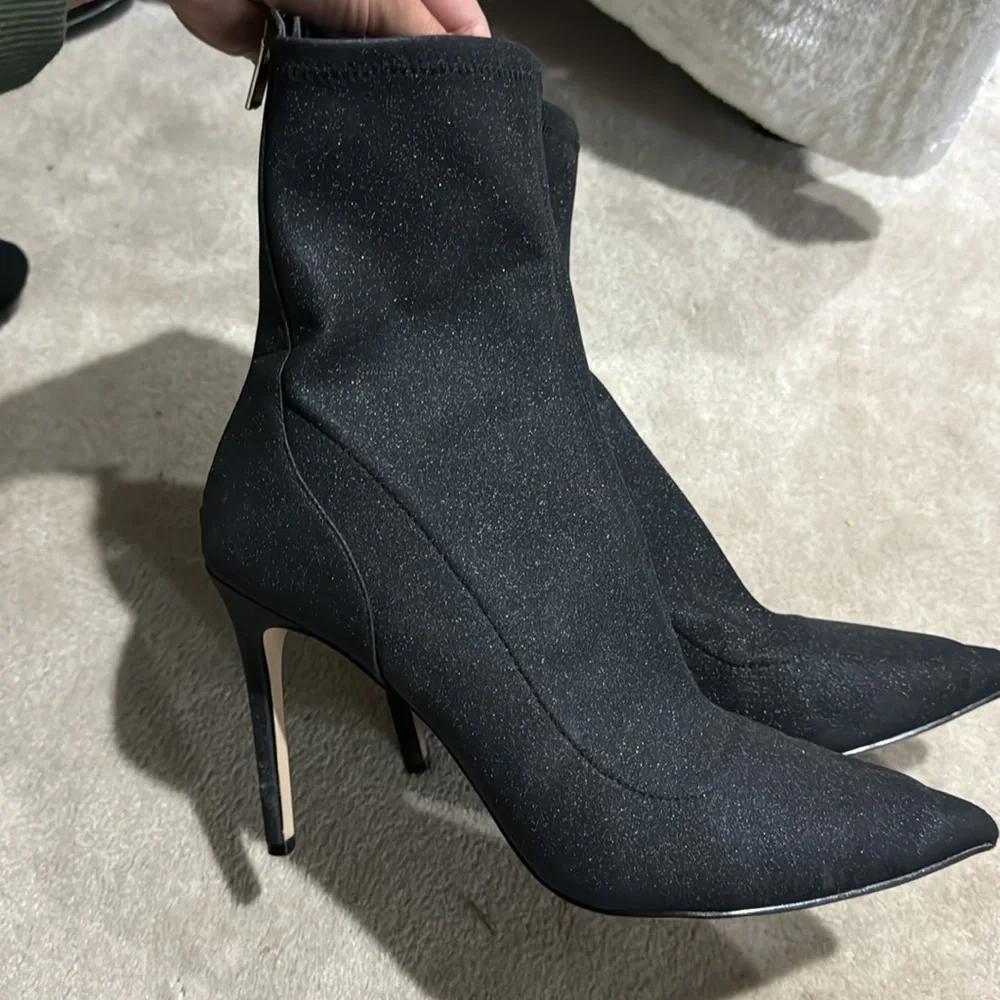 Jewel Badgley Mischka Marabel ankle booties glitter black womens 10 - Picture 4 of 11